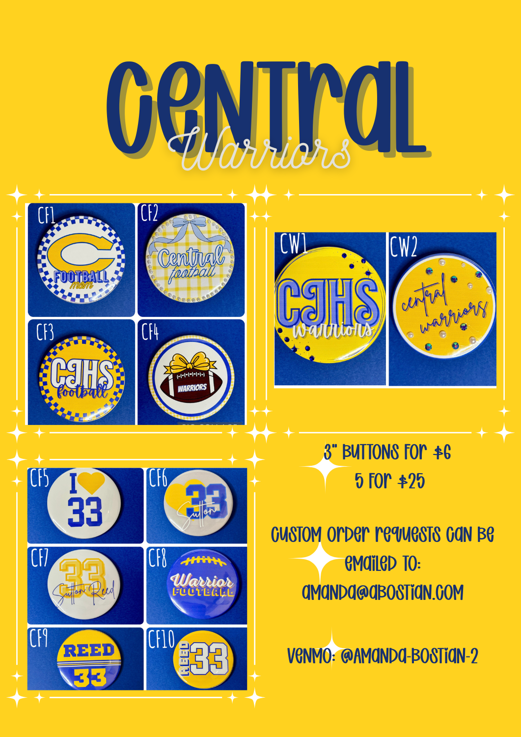 Central Warriors Button Catalog Page 2